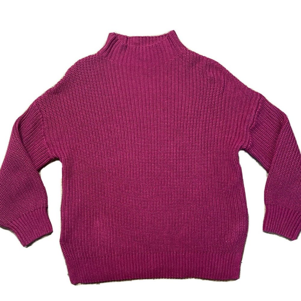 Cupcakes and Cashmere Mock Turtleneck Pink Oversized Sweater Sz S NWOT Cotton